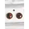 Pirinç Gold Renk 3D Daire Leopar Model Kadın Küpe