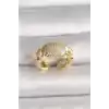 Pirinç Gold Renk Ayarlanabilir Zirkon Taşlı Kadın Yüzük
