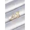 Pirinç Gold Renk Beyaz Mineli Kalp Model Kadın Yüzük