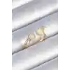 Pirinç Gold Renk Beyaz Mineli Kalp Model Kadın Yüzük