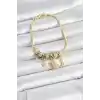Pirinç Gold Renk Charmlı Kadın Bileklik