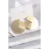 Pirinç Gold Renk Daire Plaka Model Kadın Küpe