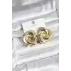 Pirinç Gold Renk Geometrik Vintage Kadın Küpe