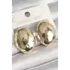Pirinç Gold Renk İşlemeli Bombe Oval Model Kadın Küpe