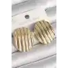 Pirinç Gold Renk İşlemeli Daire Plaka Model Kadın Küpe