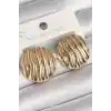 Pirinç Gold Renk İşlemeli Daire Plaka Model Kadın Küpe
