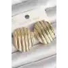 Pirinç Gold Renk İşlemeli Daire Plaka Model Kadın Küpe