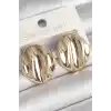 Pirinç Gold Renk İşlemeli Daire Plaka Model Kadın Küpe
