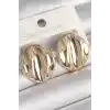 Pirinç Gold Renk İşlemeli Daire Plaka Model Kadın Küpe