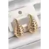 Pirinç Gold Renk İşlemeli Damla Model Kadın Küpe