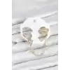 Pirinç Gold Renk Kalp Model Zincir Bağlantılı Ear Cuff Küpe Seti
