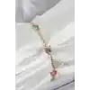 Pirinç Gold Renk Karışık Renk Kelebek Zirkon Taşlı Kadın Bileklik