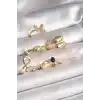 Pirinç Gold Renk Kelebek Figür Sarmal Model 6Lı Kadın Yüzük Seti
