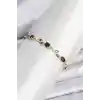 Pirinç Gold Renk Mor Zirkon Taşlı Çiçek Model Kadın Bileklik