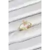 Pirinç Gold Renk Pembe Kelebek Kadın Yüzük