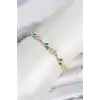 Pirinç Gold Renk Pembe Zirkon Taşlı Çiçek Model Kadın Bileklik