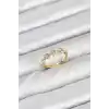 Pirinç Gold Renk Renkli Zirkon Taşlı Kadın Yüzük