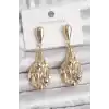 Pirinç Gold Renk Sallantı Damla Model Gümüş Top Detay Kadın Küpe
