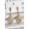 Pirinç Gold Renk Sallantı Damla Model Gümüş Top Detay Kadın Küpe