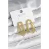 Pirinç Gold Renk Sallantılı Kadın Küpe