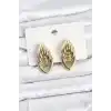 Pirinç Gold Renk Sarmal Damla Model Vintage Kadın Küpe
