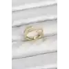 Pirinç Gold Renk Sıralı Baget Zirkon Taşlı Kadın Yüzük