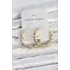 Pirinç Gold Renk Tırtıklı Halka Model Kadın Küpe