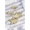 Pirinç Gold Renk Tırtıklı Yaprak Model Sallantılı Küpe