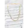 Pirinç Gold Renk Yassı Zincir Kadın Kolye