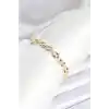 Pirinç Gold Renk Zincir Model Zirkon Taşlı Kadın Bileklik