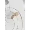 Pirinç Gold Renk Zirkon Taşlı Bal Peteği Model Kadın Kıkırdak Küpe