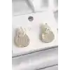 Pirinç Gold Renk Zirkon Taşlı Damla Model Kadın Küpe