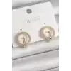 Pirinç Gold Renk Zirkon Taşlı Halka Model Kadın Küpe