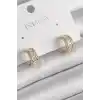 Pirinç Gold Renk Zirkon Taşlı Halka Model Kadın Küpe