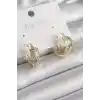 Pirinç Gold Renk Zirkon Taşlı Halka Model Kadın Küpe