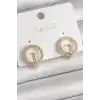 Pirinç Gold Renk Zirkon Taşlı Halka Model Kadın Küpe