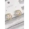 Pirinç Gold Renk Zirkon Taşlı Halka Model Kadın Küpe