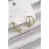 Pirinç Gold Renk Zirkon Taşlı Halka Model Yıldız Detay Kadın Küpe