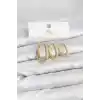 Pirinç Gold Renk Zirkon Taşlı Halka Model YSX Trio Küpe Seti