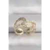 Pirinç Gold Renk Zirkon Taşlı İnci Detay VIP Seri Kadın Yüzük