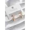 Pirinç Gold Renk Zirkon Taşlı Kadın Küpe