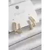 Pirinç Gold Renk Zirkon Taşlı Kadın Küpe