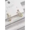 Pirinç Gold Renk Zirkon Taşlı Kadın Küpe