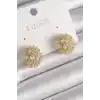 Pirinç Gold Renk Zirkon Taşlı Kadın Küpe