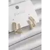 Pirinç Gold Renk Zirkon Taşlı Kadın Küpe