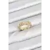 Pirinç Gold Renk Zirkon Taşlı Kadın Yüzük