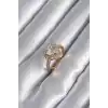 Pirinç Gold Renk Zirkon Taşlı Kalp Charm Model Kadın Yüzük
