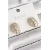 Pirinç Gold Renk Zirkon Taşlı Kaplumbağa Kabuğu Model Kadın Küpe