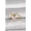 Pirinç Gold Renk Zirkon Taşlı Kelebek Model İnci Detay Ayarlanabilir Yüzük