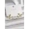 Pirinç Gold Renk Zirkon Taşlı Kelebek Model Kadın Küpe